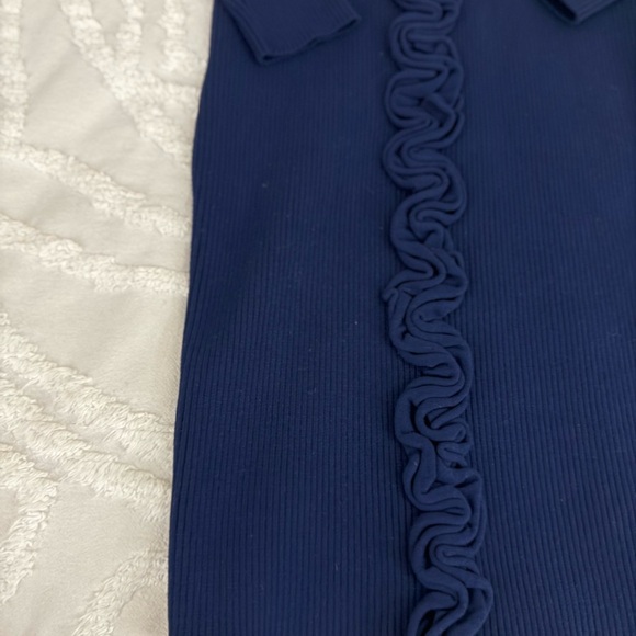 Milly Dark Blue Long Sleeve Dress with Ruffle Detail - Picture 10 of 11